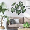 7pcs DIY Wooden Palm Leaves Wall Art Vintage Green Leaf Plant Decor Hanging Accents for Home Bathroom Office