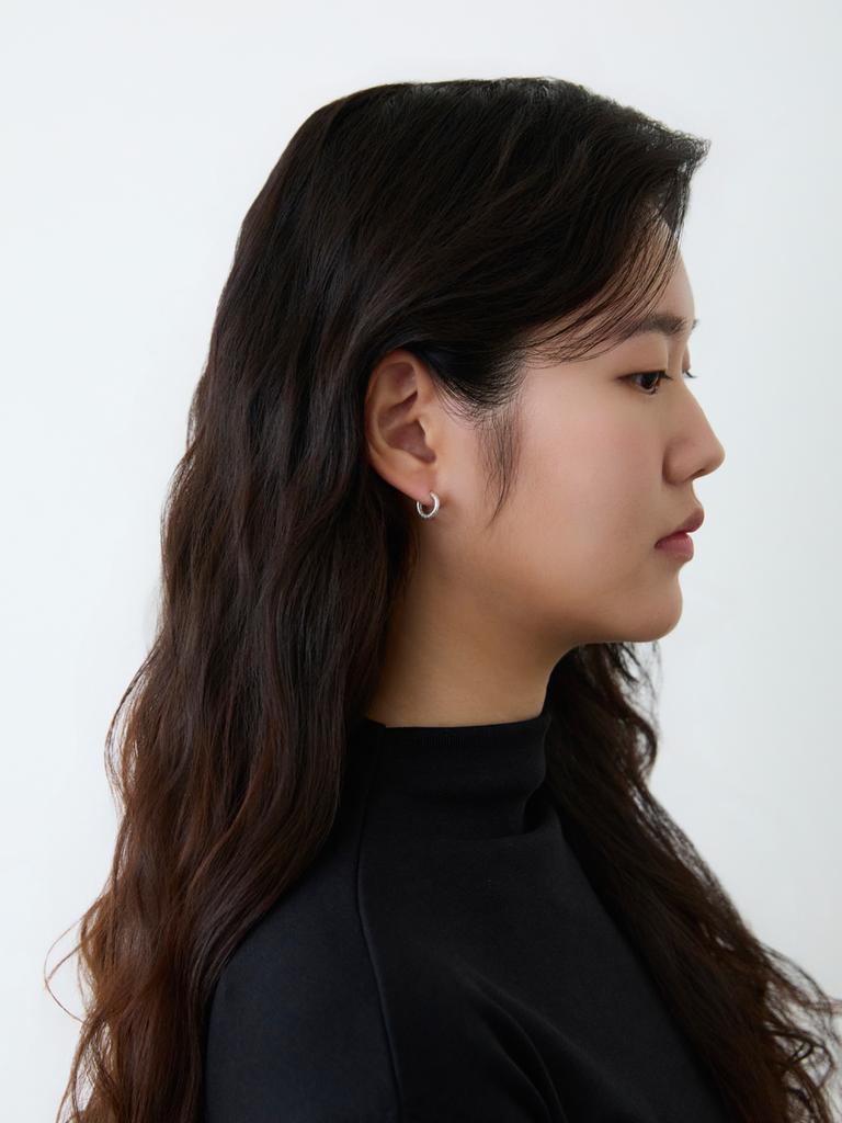 Benoit [Silver 925] Line One-Touch Hoop Small Earrings Silver