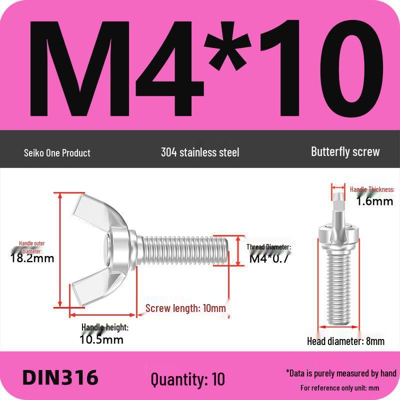 304 Stainless Steel Hand-Tightening Butterfly Weld Screws - Ram Horn M4 M5 M6 M8