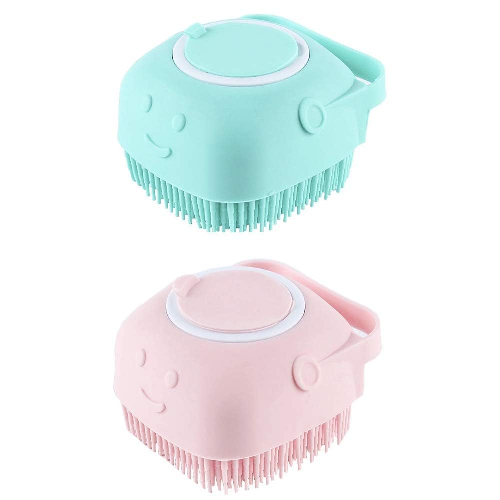 HUDACRUSH 2Pcs Body Scrubber with Soap Dispenser Bath Brush, Body Brush for Bathing, Soft Body Exfoliator, Bath Silicon Body Loofah for Babies, Kid