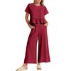 Pants Sets Women 2 Piece Outfits Sleeveless Round Neck Tank Tops Matching Sets for Women Elastic Waist Wide Leg