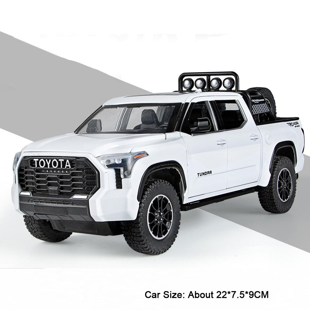 1:24 Tundra Lc80 Model Toy Diecast Alloy Car Front Wheel Steering Doors Opened Sound Light Pull Back Vehices For Children's Toys