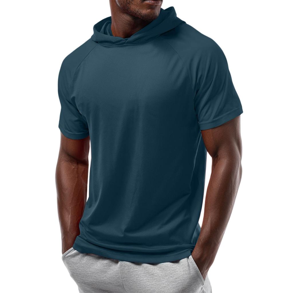 Men's Straight Shoulder Short-sleeved Hoodie T-shirt Sweatshirt