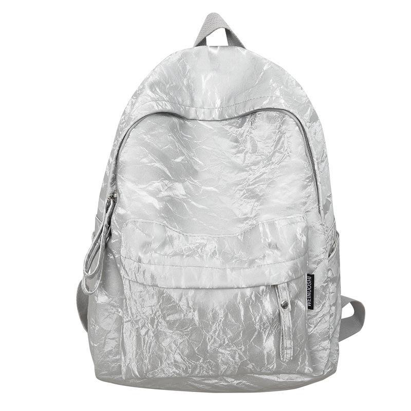 Schoolbag Smudged PU Leather Soft Leather Backpack Women's Niche Design Short-trip Backpack Lightweight Anti-splashing and Dirt-resistant Schoolbag