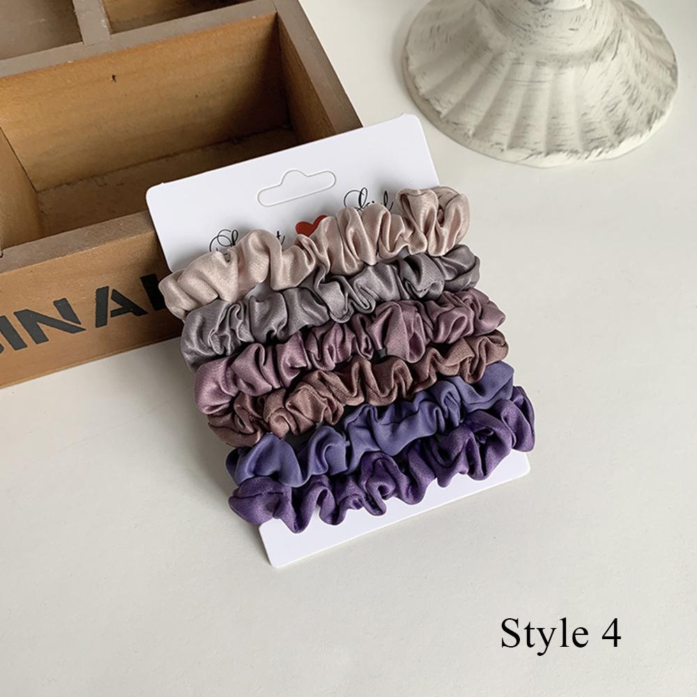 6pcs/lot Hair Scrunchies Ponytail Holder For Women Girls Hair Accessories Satin Headwear Solid Hair Bands Scrunchy Ties Ropes
