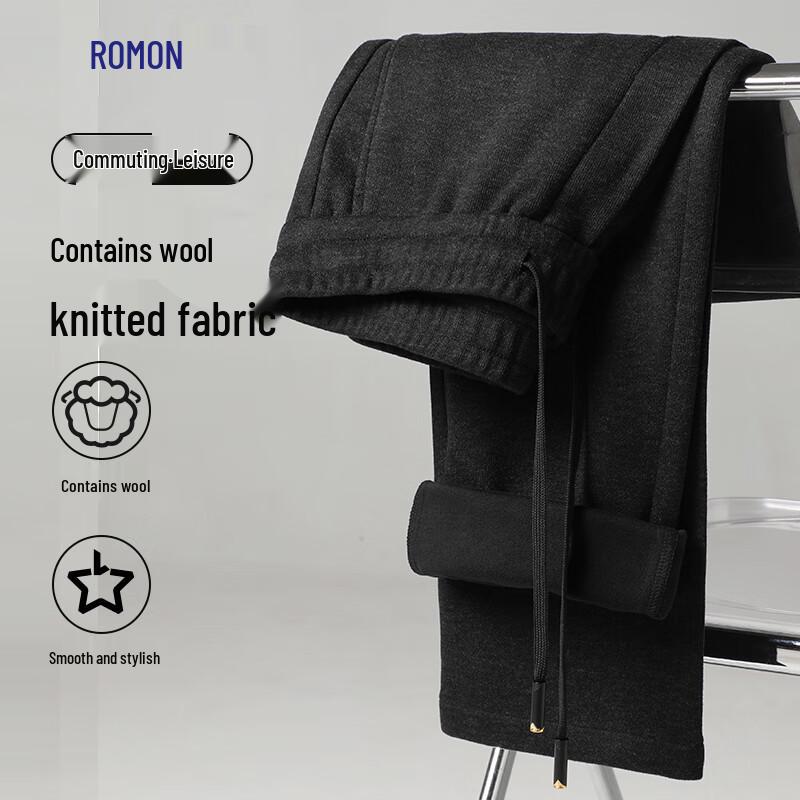 

Romon Men s Autumn/Winter Wool Blend Knit Straight-Leg Casual Pants 4XL