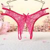 Krajkové kalhotky Spodní prádlo bez rozkroku Tanga pro ženy Sleep Colthes G-string Sexy oblečení Sexy květinové kalhotky s mašlí
