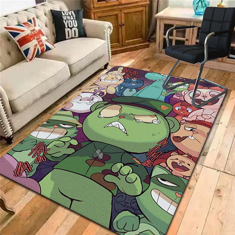 Happy Tree Friends character-inspired pattern design Rug Floor Mat for Living Room or Bedroom Soft and Comfortable Carpet a Gift for Birthday and Holi