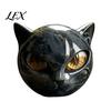 Retro Dark Home Accents Spherical Black Cat Head Ornament, Resin Gothic Style Sculpture with Colorful Figurine Eyes for Halloween Tabletop Decor