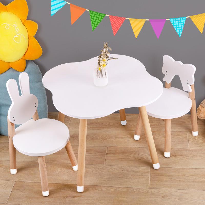 Korean Solid Wood Adjustable Peanut-Shaped Children's Table