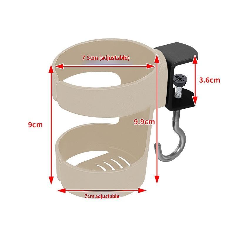 Clip On Desk Cup Holder No Drill Anti-Spill Space Saving Design for Coffee Mugs Water Bottles Home Office Gaming Desks