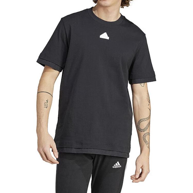 adidas T Shirts Men's Black Crew Neck Moderate Straight Fit IN3711