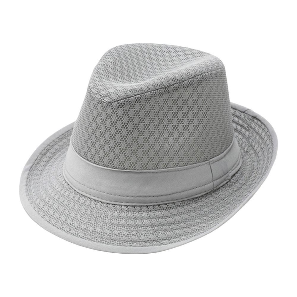 

New Mesh Western Cowboy Hat Breathable Ethnic Roll Brim Cowgirl Cap Large Curved Brim Jazz Fedora Hats Outdoor Riding світло-сірого кольору