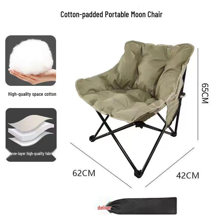 Adjustable Padded High-Back Moon Chair for Camping and Art Sketching
