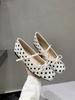 French Retro Polka Dot Small Single Shoes Square Head Mary Jane Shoes Summer Women'S Word With Flat Shoes