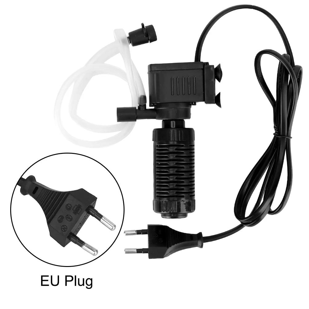 Mini Fish Tank Filter, Quiet Submersible Aquarium Pump for Fresh/Saltwater,200L/H with Oxygen Pump, EUPlug, Easy Clean