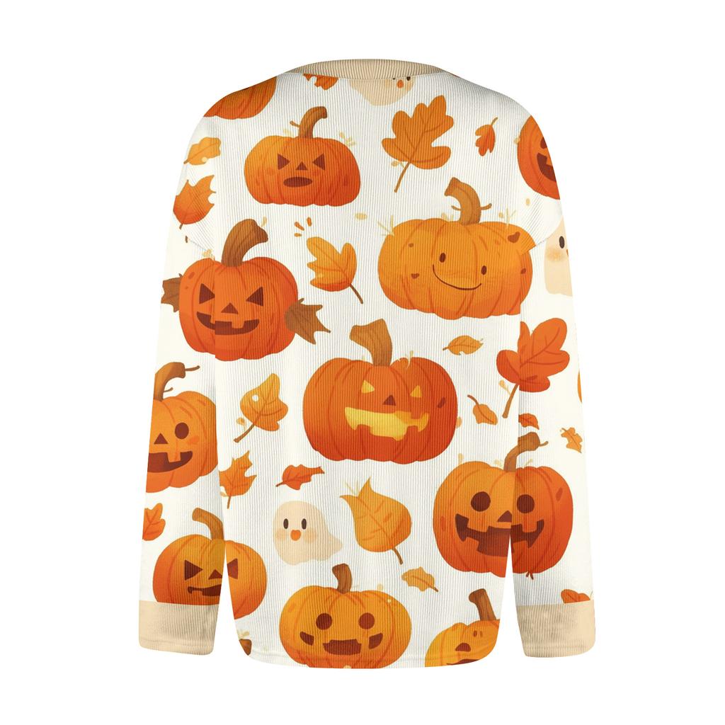 Women's Halloween Print Long Sleeve Knit Cardigan Button Front Sweater for Fall Outfits