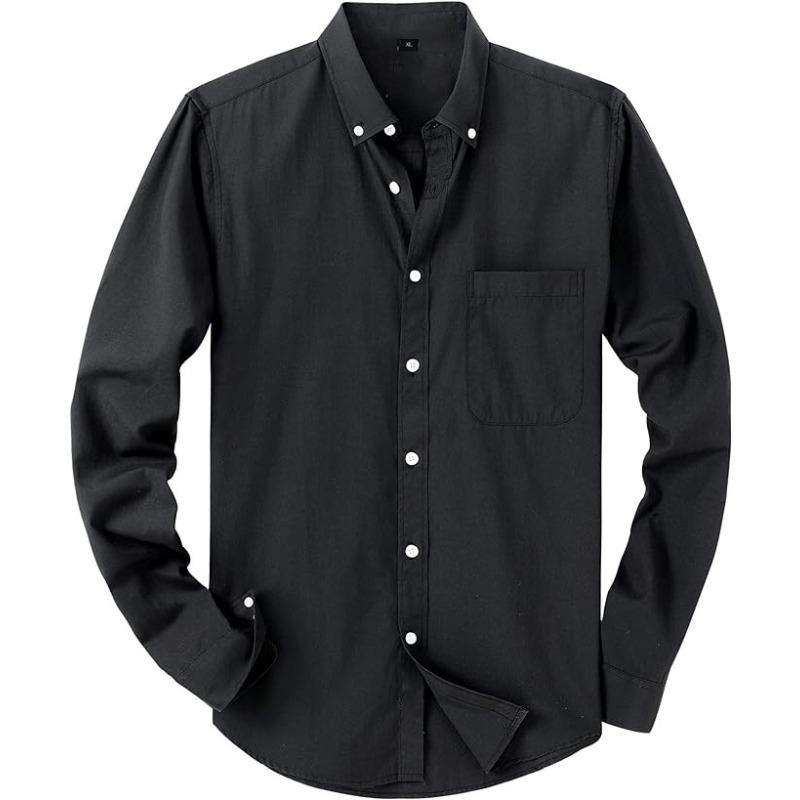 Herren Uni Oxford Langarm Button-Down-Hemd mit Brusttasche, EU-Größe Lässiges Business-Hemd für Amazon Cross-Border