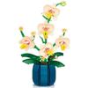 Wei Le 2138 Rich Golden Orchid: Everlasting Flower Building Blocks Compatible with LEGO - Potted Plant Desktop Ornament