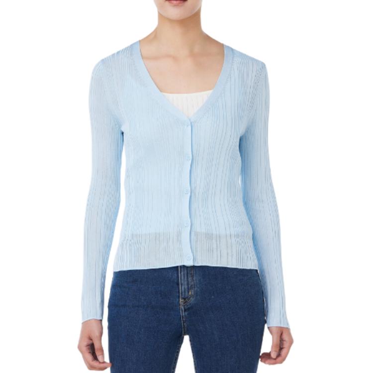 Calvin Klein Long Sleeve Solid Color Button Knit Sweater Women sweater Blue 47C303G-VE0