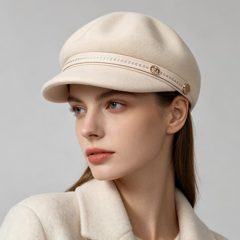 New Autumn and Winter Hats Women's Often Versatile Wool Octagonal Hats Women's Berets Versatile Peaked Caps