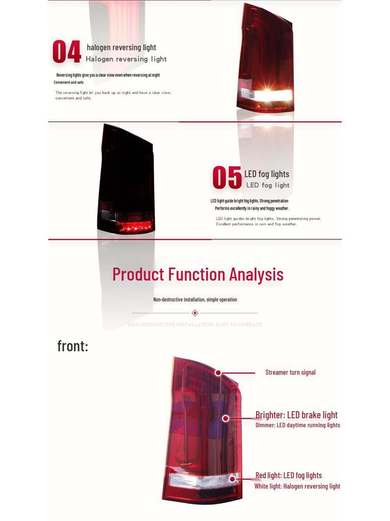 Vito V260 Taillight Kit: Sequential LED Turn Signal and Daytime Running Light