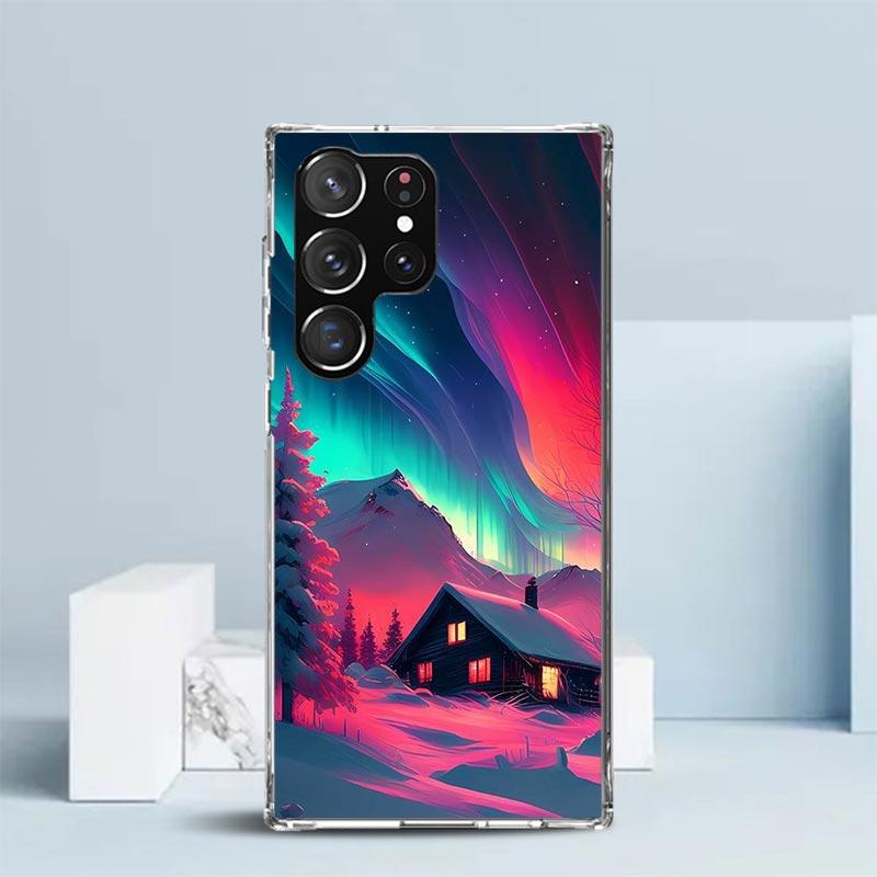Landscape Winter Light Snow Phone Case For Samsung Galaxy S24 S25 Edge S26 Ultra S22 S23 Plus S21 + S20 FE Soft TPU Back Cover G