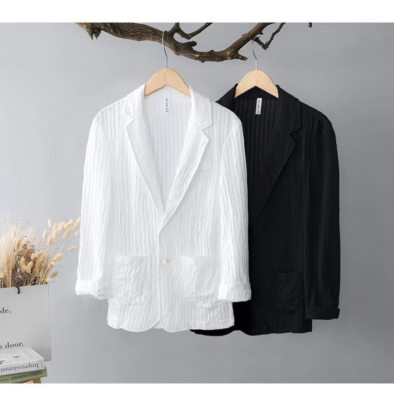 Frühling und Sommer Herrenanzüge&blazer Pendlerblazer Blazer für Herren Slim Fit Freizeitjacke Plissierte Knopfjacke