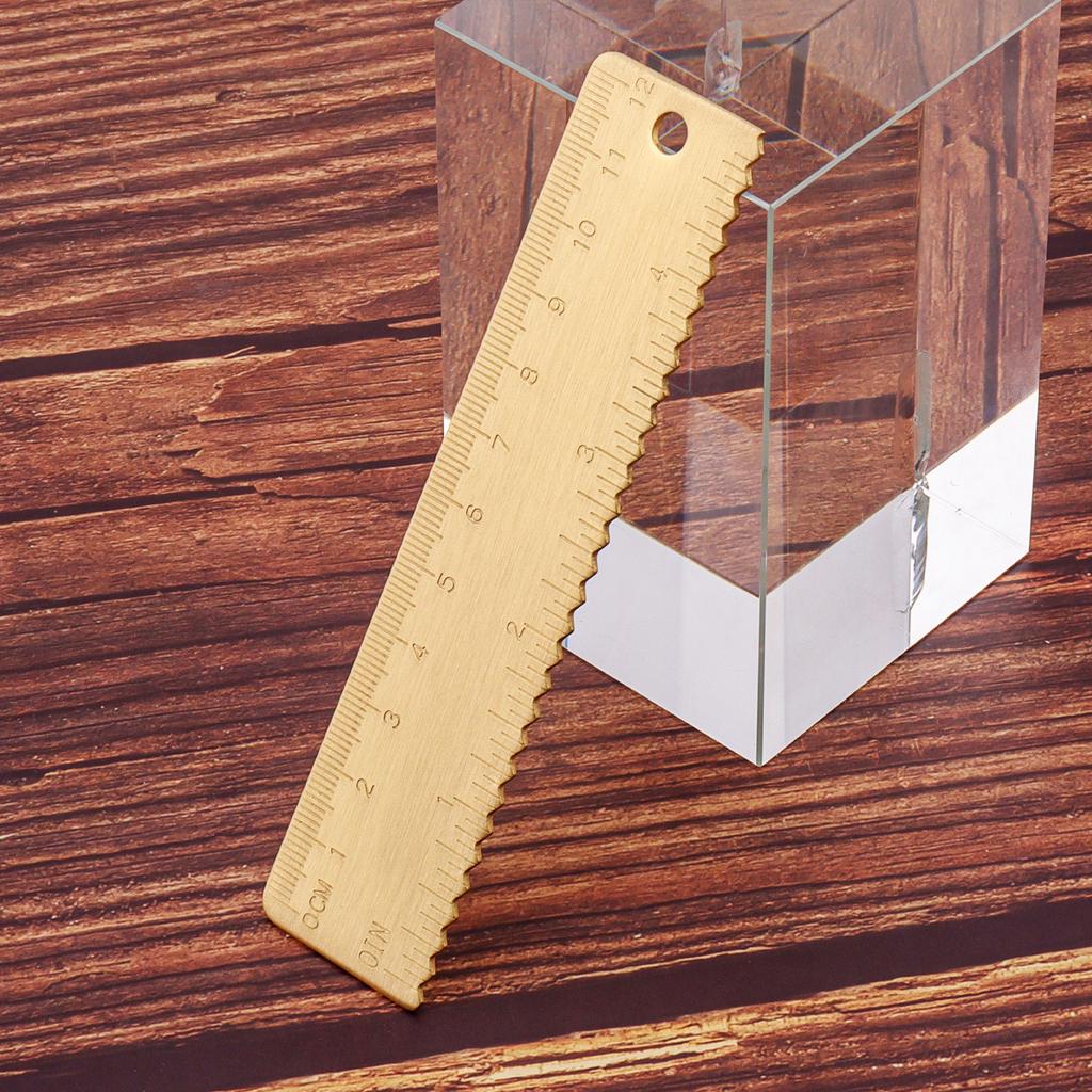 Mini 120mm do 4 cali Mosiężna Linijka z Falowaną Krawędzią Wytrzymały Zakładka Narzędzie do Rysowania Linii