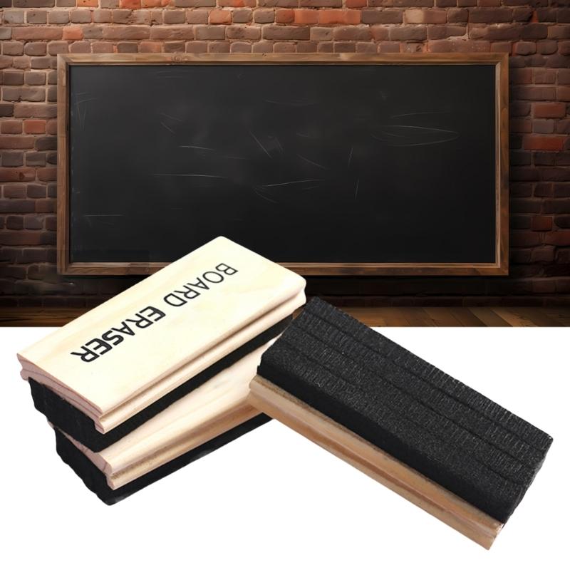 3Pcs Classroom Chalk Erasers Wood Chalkboard Eraser Dustless Chalkboard Eraser Cleaner for Office School Blackboard