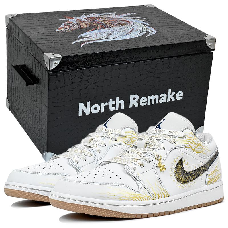 Jordan Air Jordan 1 Abrasion Resistant Low Top Vintage Basketball Shoes Men's White Gold 553558-146(Team96-S-BOX)
