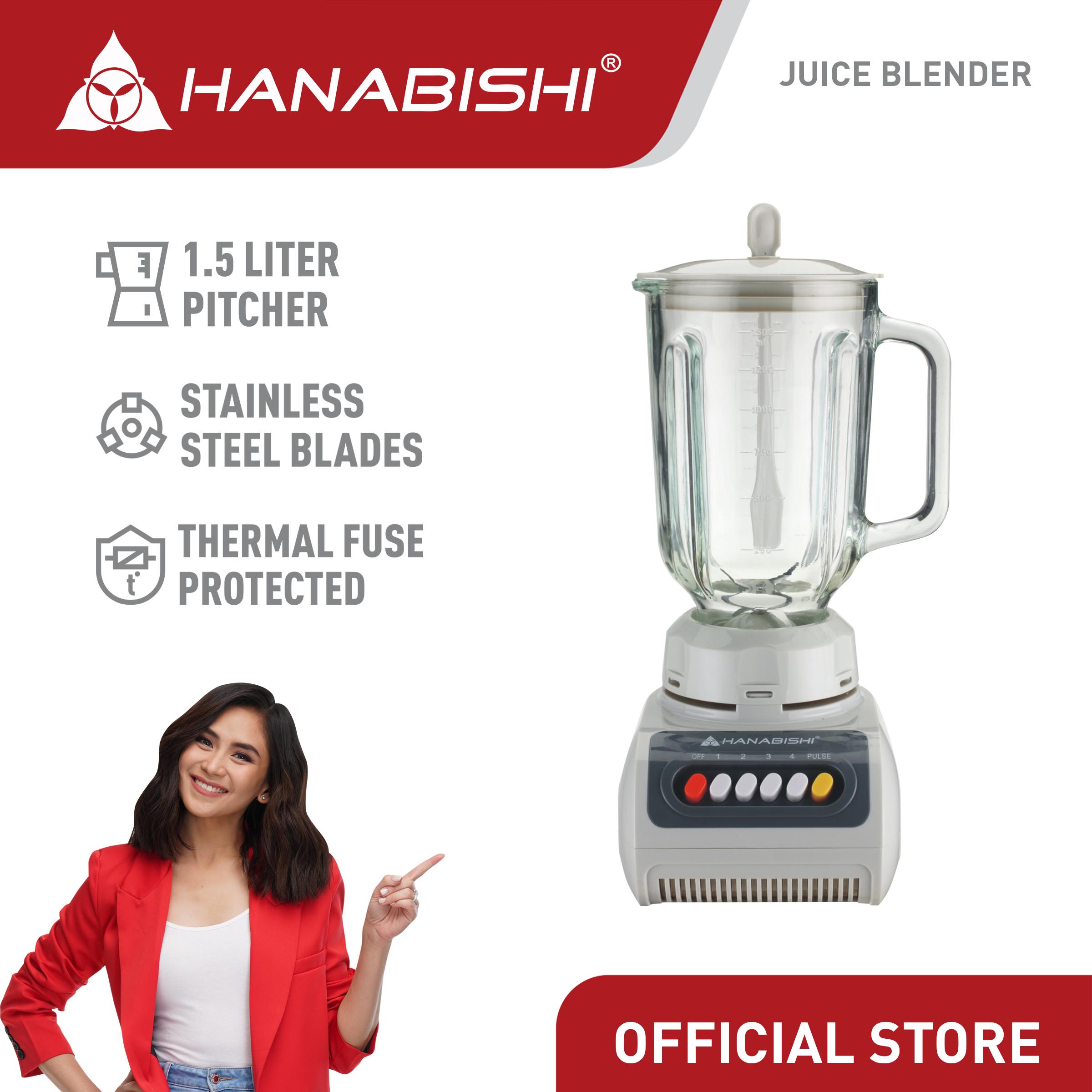 Hanabishi Juice Blender HJB115 1.5 liter Capacity with Glass Jar for fruit shakes, smoothies, juice,