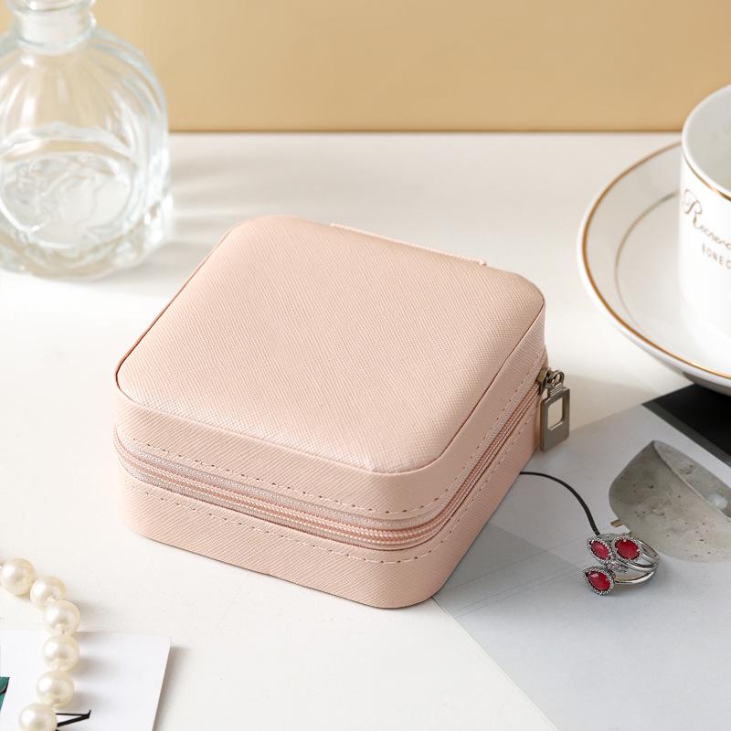 Lockable Leather Jewelry Travel Box - Small, Portable, High-end Gift Box