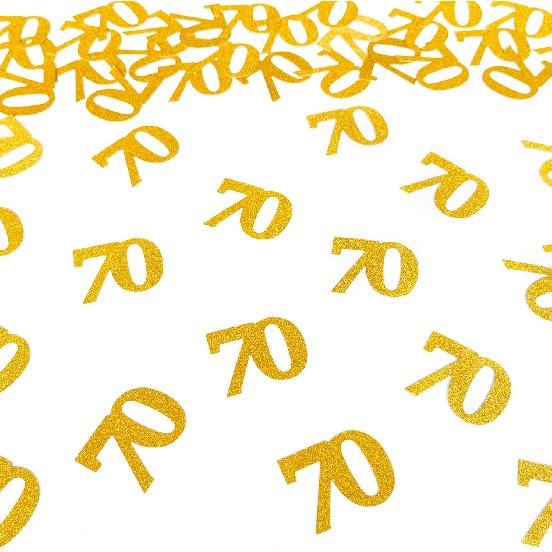 Number 70 Confetti Birthday Decorations - Gold Glitter 70th birthday Confetti Table Scatters Decorations Supplies for Birthday Anniversary Party