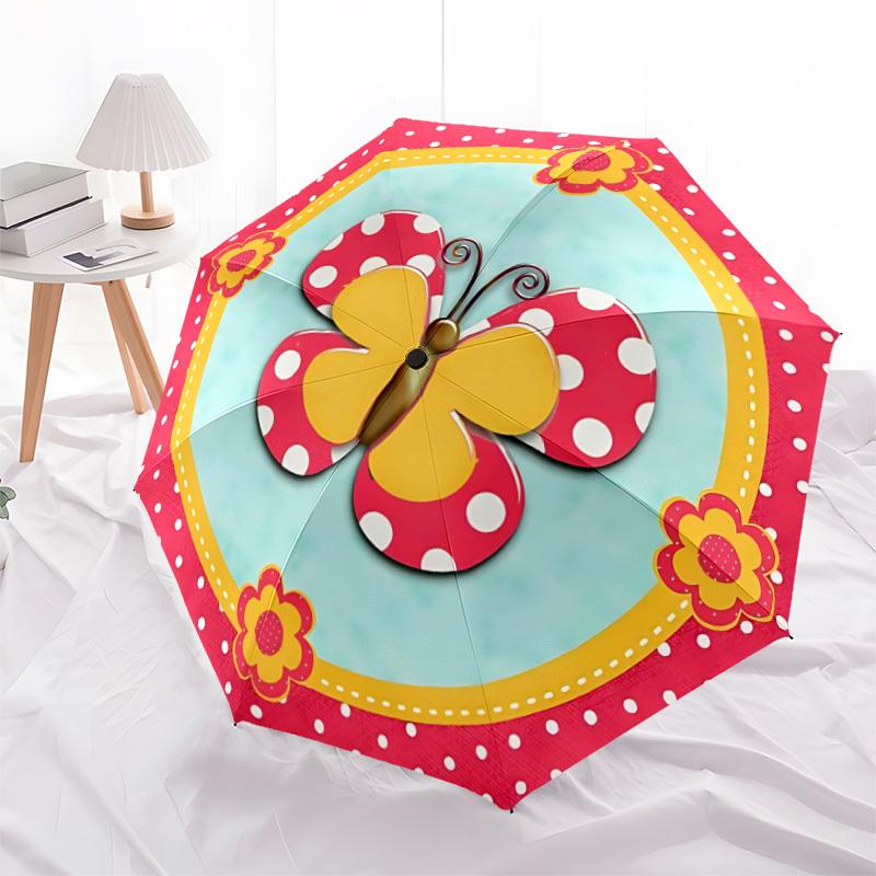 1pc Butterfly Decor Automatic Open/Close Umbrella - Portable Collapsible Umbrella with 8-Rib Stability, Fashion Lovers yy251017184