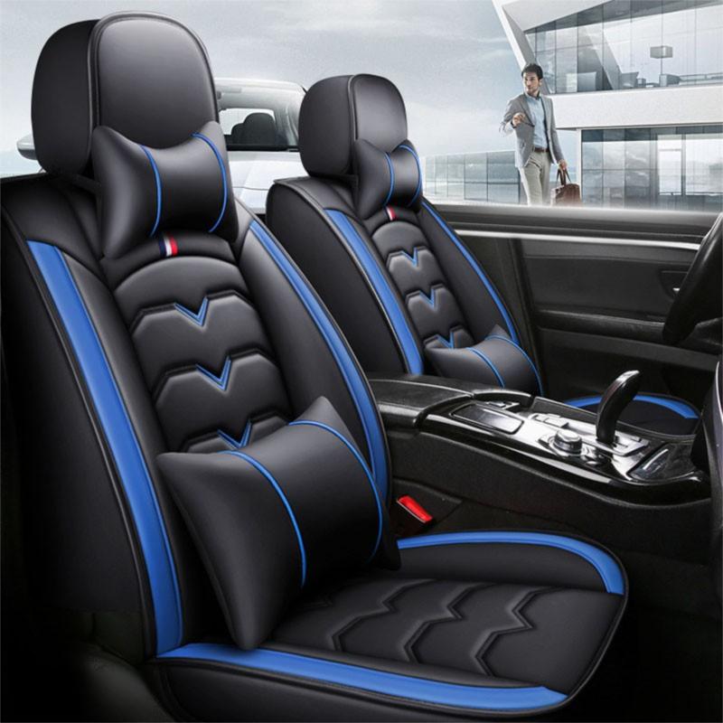 1PC Seat Car Seat Cover Full Set PU Leather Quilted Front Protectors Cushion for Most of The Car Models