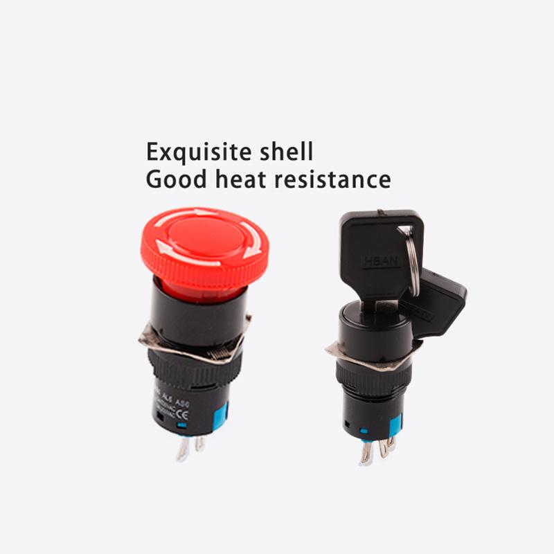 1PCS Knob Rotary Switch 16mm 3/6 Position Small Square&Round Emergency Stop  Switch Start Up Power Switch With Key Switch AB6
