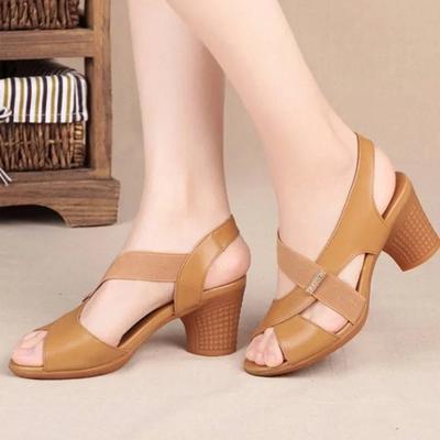 Fashion Women's Shoes Promotion Slip-on Women's Sandals Outdoor Summer Solid Color Open Toe Mid Heel Simple Beach Sandals