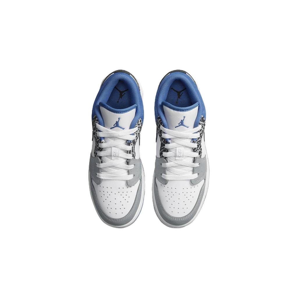 Air Jordan 1 Low SE Grade School 'True Blue' (Unisex) White / Black / Cement Grey / Dark Marina Blue Kids' Basketball Shoes DQ2514 140