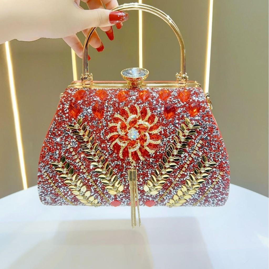 Luxuriöse Damen-Abendclutch mit Strassverzierungen für formelle Anlässe