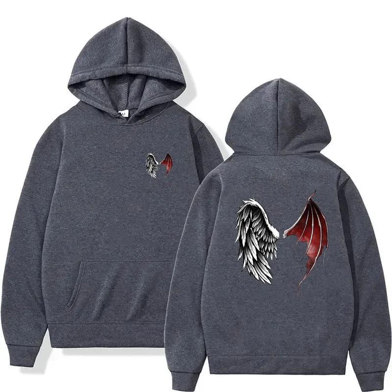 Mikina Lucifer Wings svetr s kapucí Devil Angel Wings Nebe a peklo Tip na dárek pro ženy Fleece svetr s kapucí Sportovní mikina