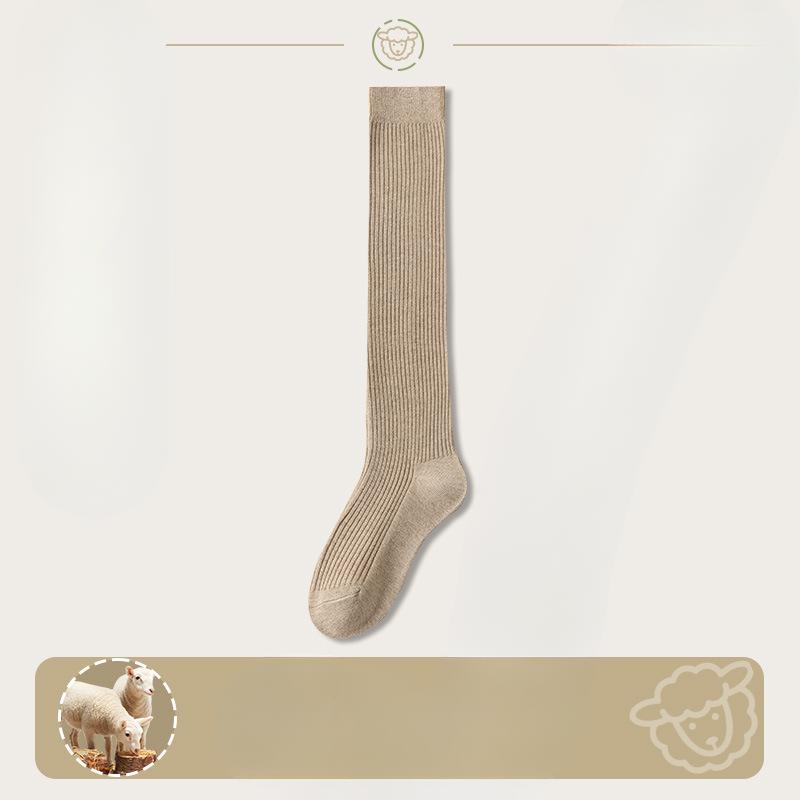 

Двухигольные шерстяные гольфы в вертикальную полоску для осени и зимы, стройнящие и согревающие 1 pair хаки