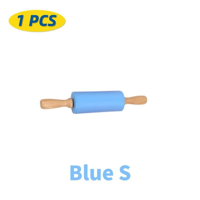 1/4Pcs Non-Stick Silicone Rolling Pin Wooden Handle Pastry Dough Flour Roller Kitchen Cooking Kid Baking Tool For Pasta Dough