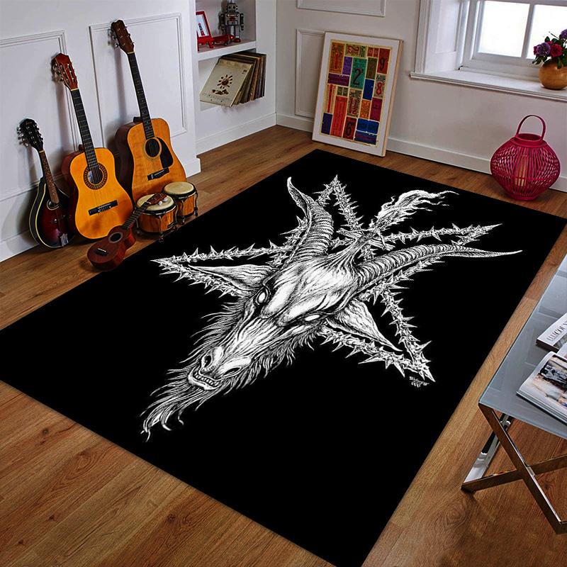 "Goat Head with Pentagram Design" Patterned Carpet a Non Slip Rug Suitable for All Seasons and Any Setting, Gift