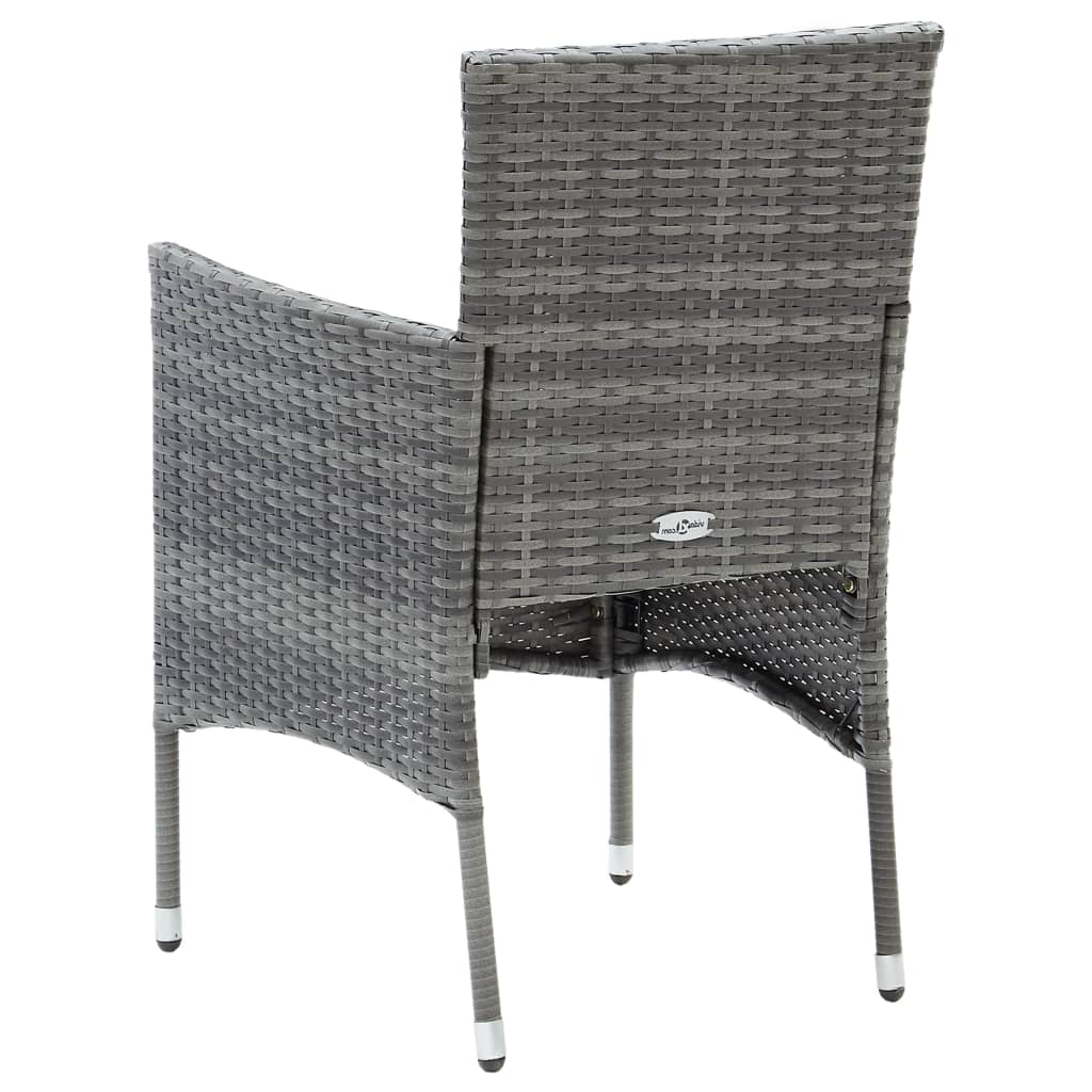 vidaXL Garten-Essstühle 4 Stk. Poly Rattan Grau