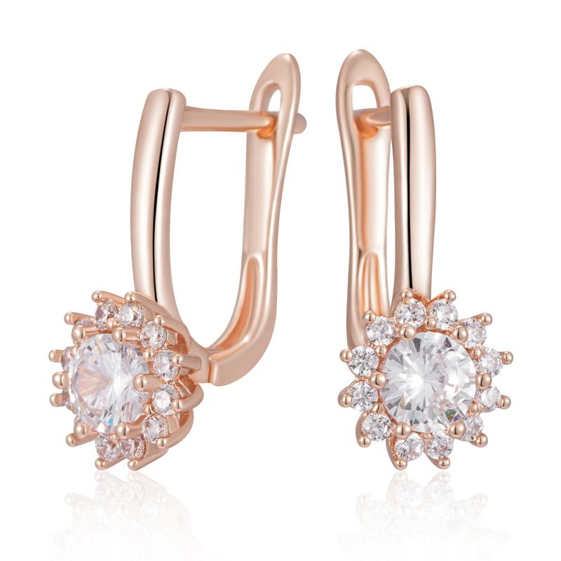 

Серьги-капли с кристаллами и золотыми цветами для женщин, простые свадебные украшения из белого циркония, блестящие серьги, аксессуары