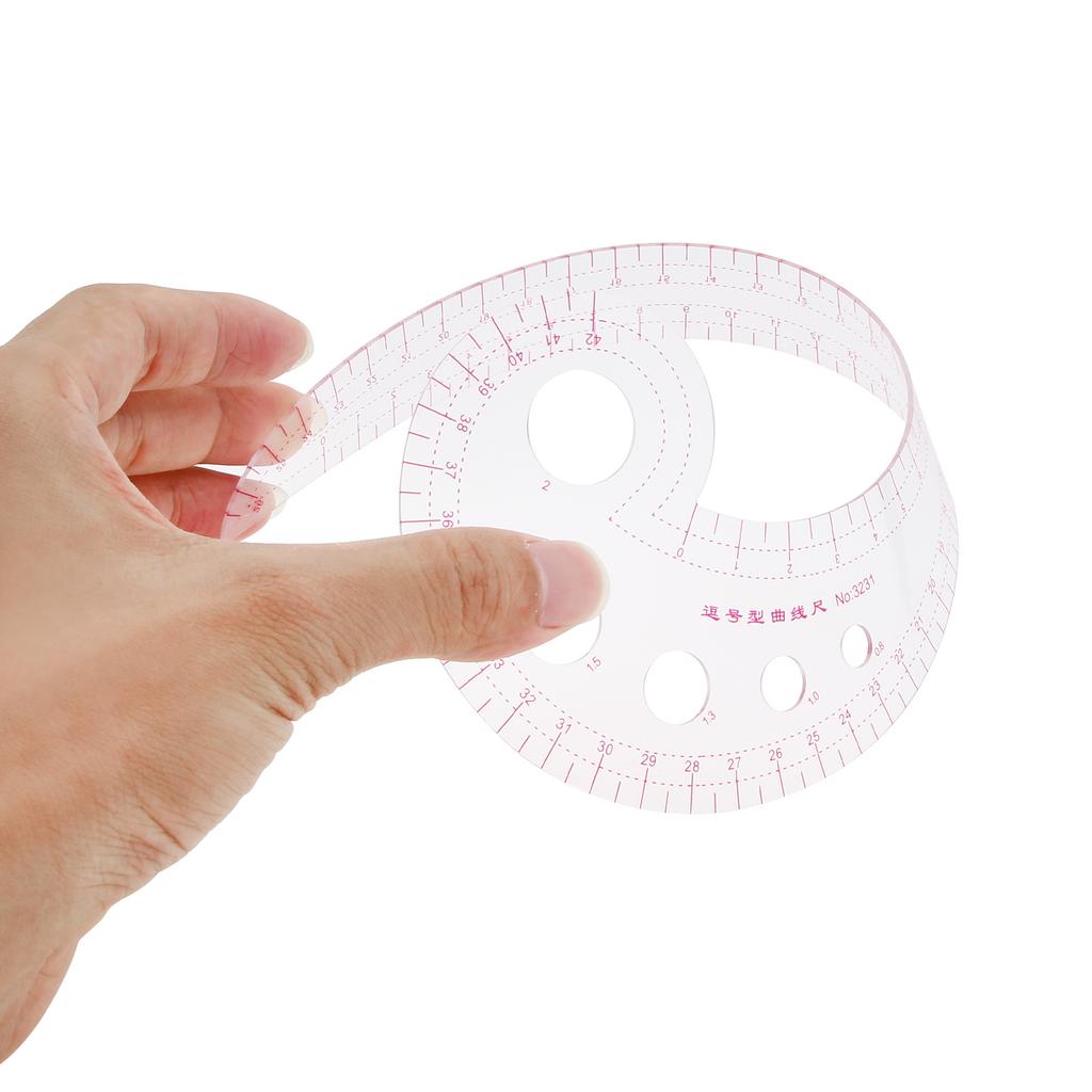 Clothing Patterning Ruler Sew French Curve Ruler Metric Shaped Plastic Sewing Tools Include Curve/Triangular Rule Tracing Wheel for Beginners