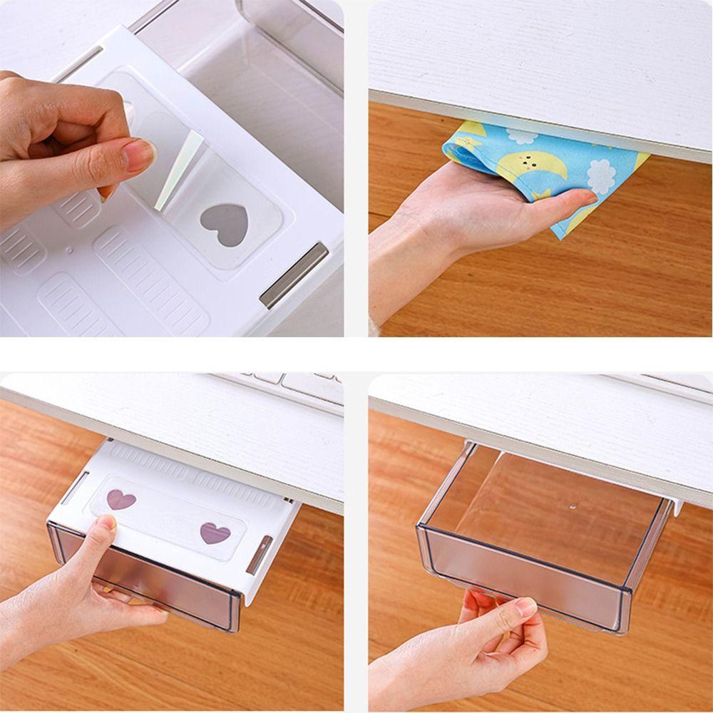 Transparent Undertable Drawer Large Capacity Under Desk Drawer Cosmetics Stationery Organizer