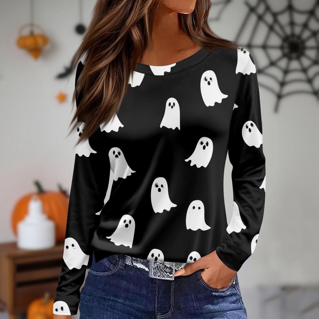 Women's Daily Casual Long-sleeved Printed O-neck Top
