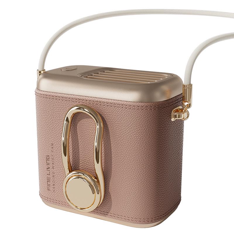360° Rotating Portable Retro Leather Fan: Waist-Hanging, Bag-Hanging, Desktop Three-in-One Outdoor Cooler